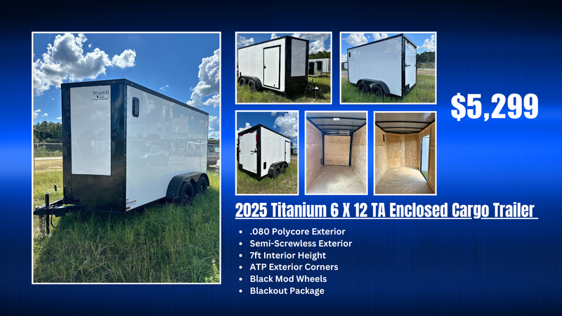 NEW Titanium 6 X 12 TA Enclosed Cargo Trailer 